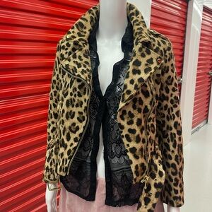 Zara Leopard Print Leather Jacket